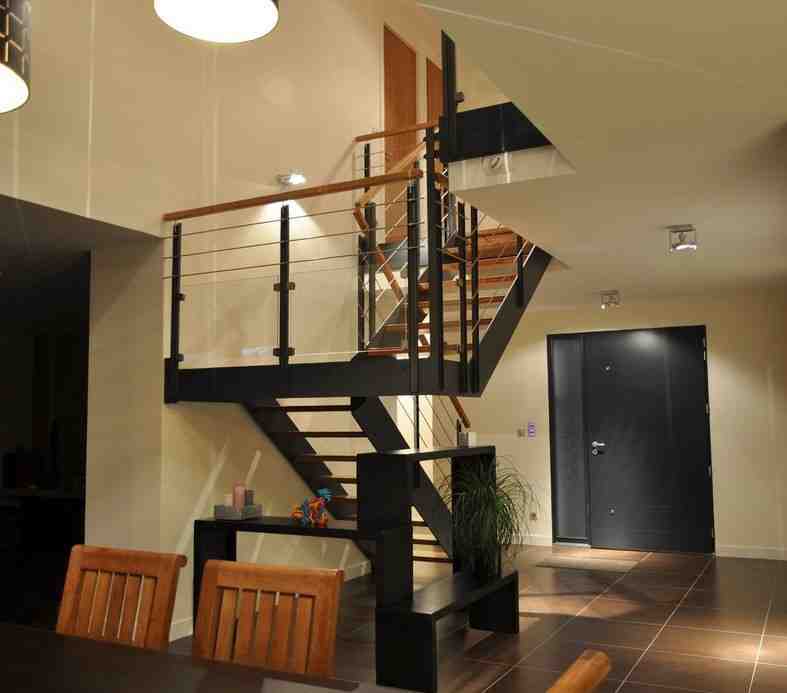 escalier, loft, demi, tournant